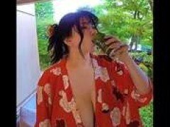 Anri Okita Kimono Licking Nnipples